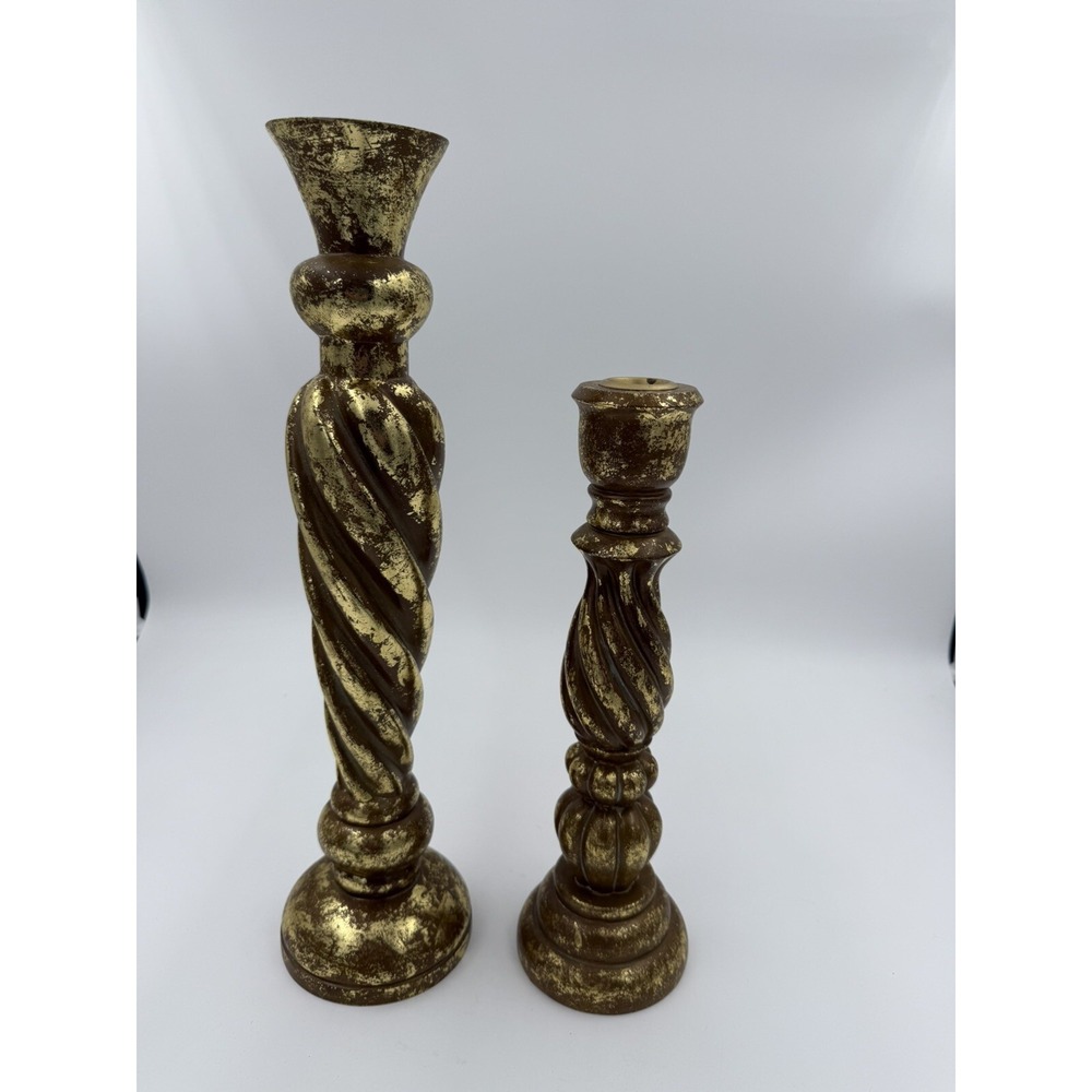 Vintage Mikasa Brass Colored Candle Sticks 2pc 16" & 12"